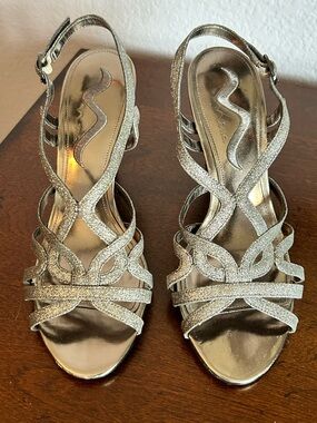 Nina Silver Glitter Strappy Dress Sandals